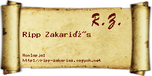 Ripp Zakariás névjegykártya